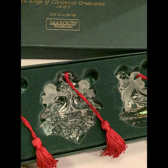 Marquis Waterford Crystal 1st In Series Set Of 3 Ornaments 12 Days Of Christmas - Picture 5 of 12